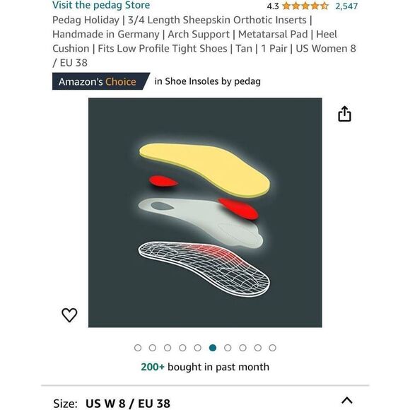 NEW Women's Size 8 Orthopedic Shoe Insole Inserts Arch Support Leather Comfort - Picture 8 of 11